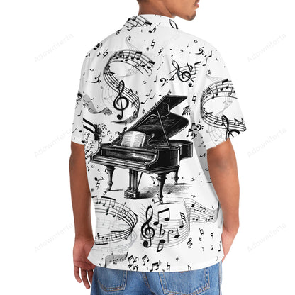 Grand Piano Black White Hawaiian Shirt