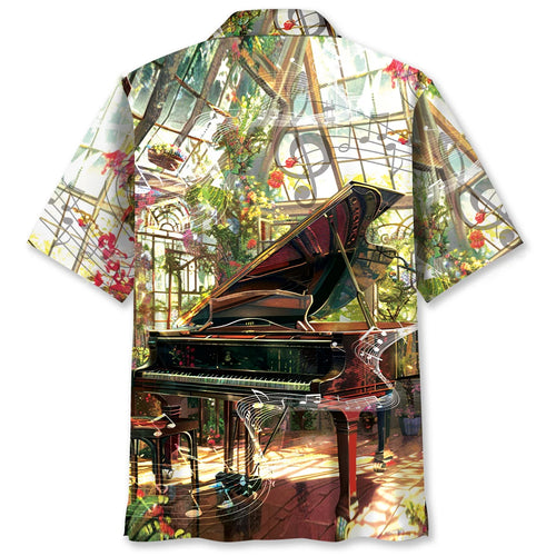 Grand Piano in Garden Hawaiian Shirt