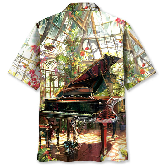 Grand Piano in Garden Hawaiian Shirt - S - hawaiian shirt