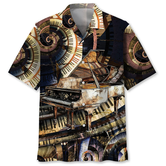 Grand Piano Old Vintage Keyboard Hawaiian Shirt - S - hawaiian shirt
