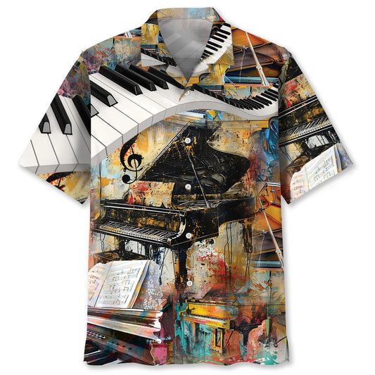 Grand Piano Vintage Art Hawaiian Shirt - S - hawaiian shirt