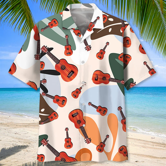 Graphic Summer Ukulele Hawaiian Shirt - S - hawaiian shirt