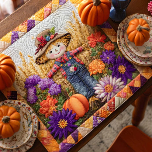 Grateful Scarecrow Time Quilted Table Topper