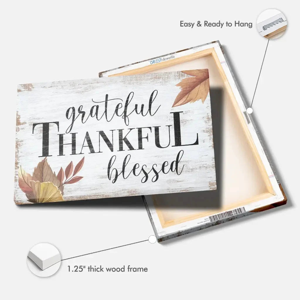 grateful thankful blessed fall wall art canvas print (Landscape) (view 5)