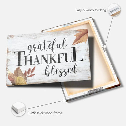grateful thankful blessed fall wall art canvas print (Landscape) (view 5)