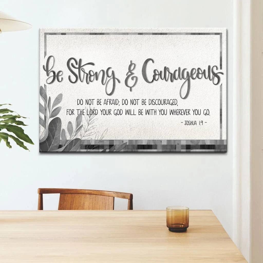 joshua 1 9 bible verse wall art be strong and courageous canvas (Landscape) (view 2)