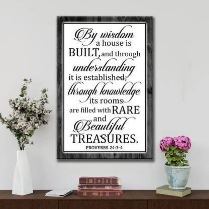 by wisdom a house is built wall art proverbs 24 3 4 bible verse wall art (Landscape) (view 2)