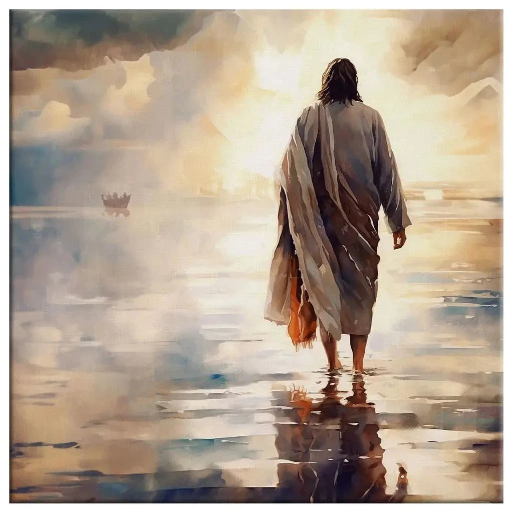 jesus walking on water wall art canvas print (view 5)