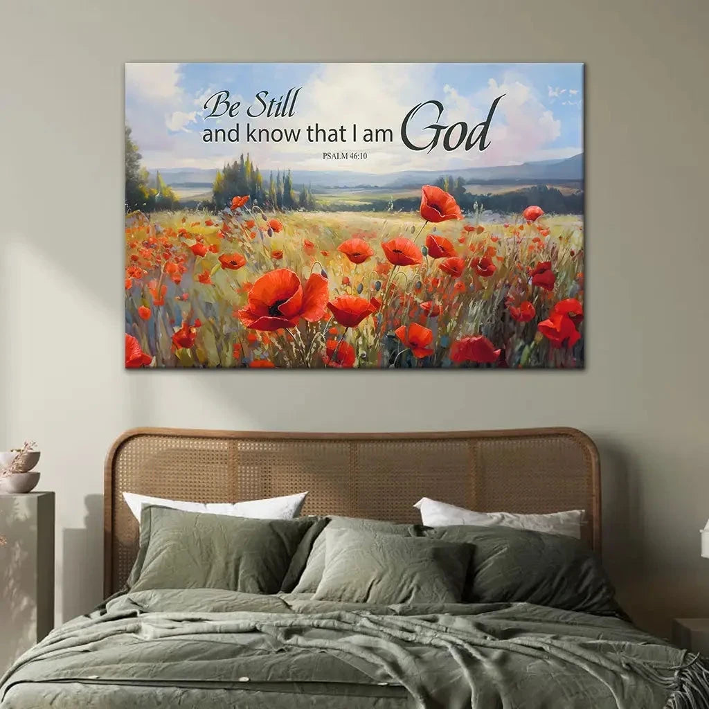 be still and know that i am god psalm 46 10 poppy field wall art canvas (Landscape) (view 8)
