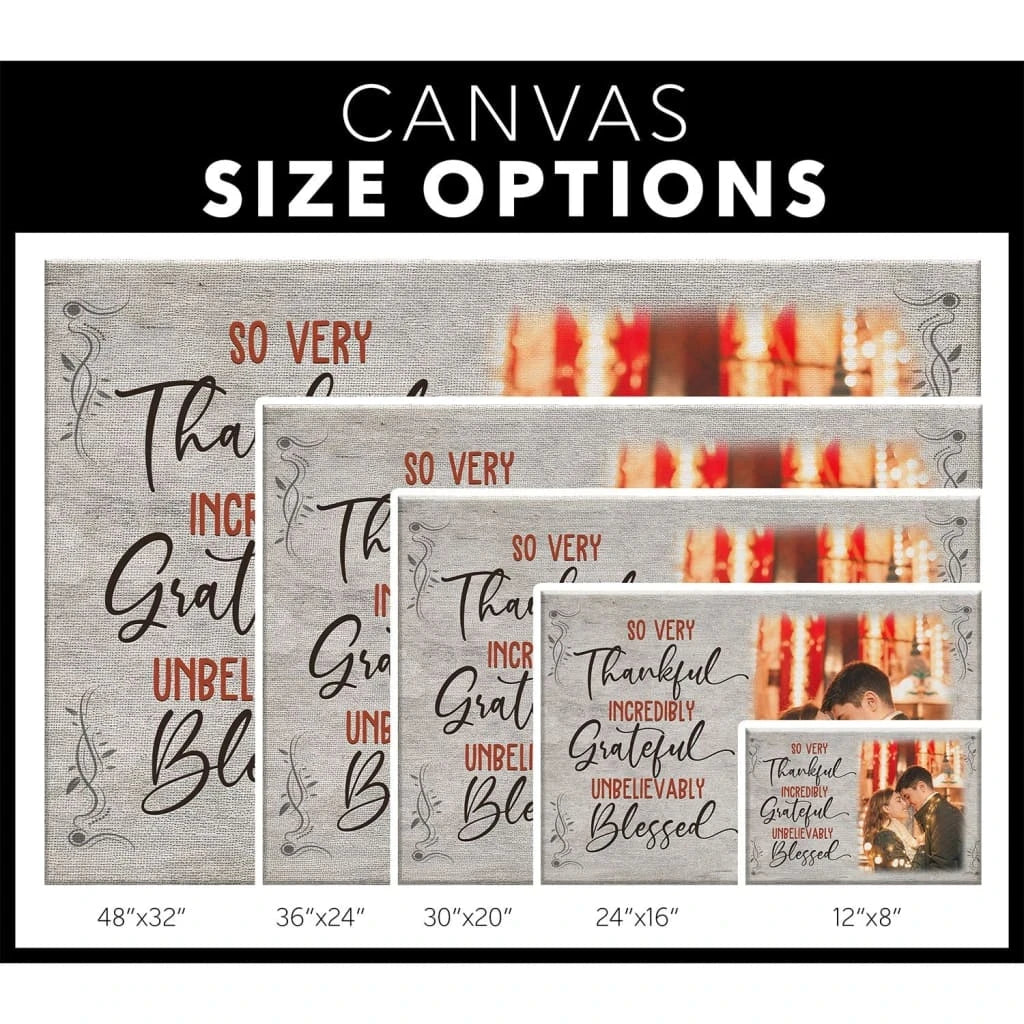 personalized thankful grateful blessed wall art canvas with custom photo (Landscape) (view 3)