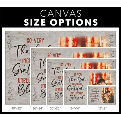 personalized thankful grateful blessed wall art canvas with custom photo (Landscape) (view 3)