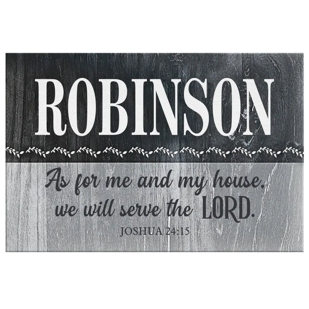 personalized as for me and my house joshua 24 15 wall art canvas with custom family name (Landscape) (view 2)