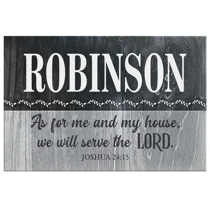 personalized as for me and my house joshua 24 15 wall art canvas with custom family name (Landscape) (view 2)