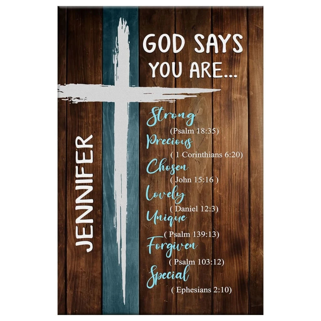 personalized god says you are wall art canvas with custom name (view 3)