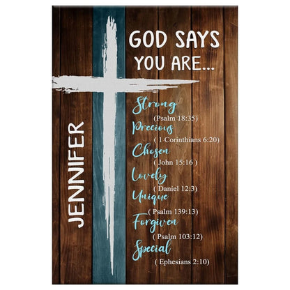personalized god says you are wall art canvas with custom name (view 3)