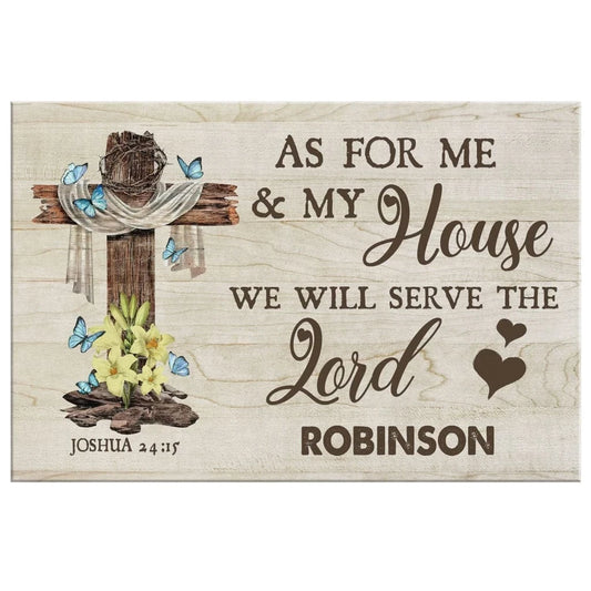 custom family name joshua 24 15 as for me and my house personalized wall art canvas (Landscape) (view 2)