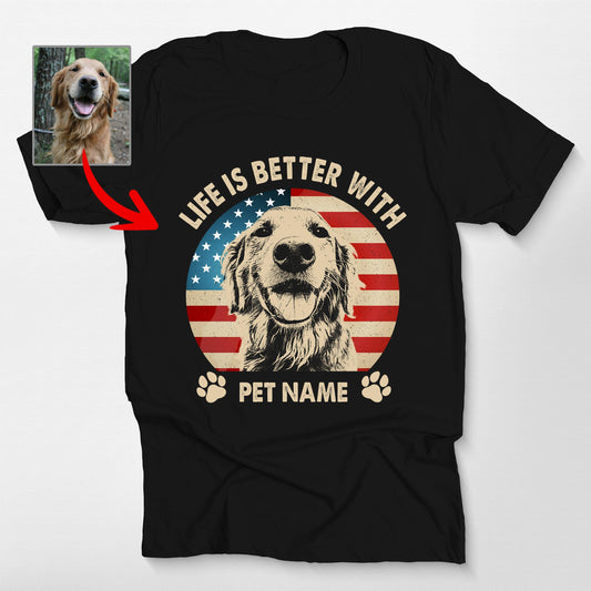 Great Personalized Dog T-Shirt for Independence Da, custom pet portrait gift for pet lovers