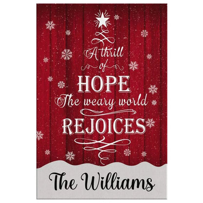a thrill of hope the weary world rejoices wall art personalized custom family wall art canvas (view 3)