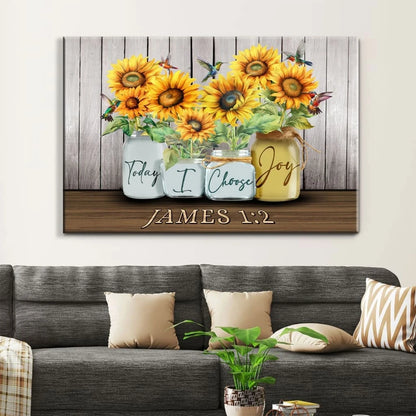 today i choose joy james 1 2 wall art canvas sunflower vase hummingbird (Landscape) (view 2)