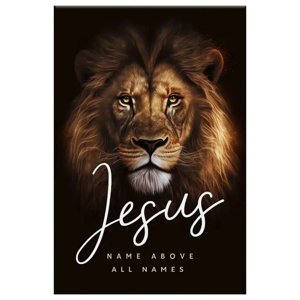 jesus name above all names lion of judah picture wall art canvas (Landscape) (view 2)