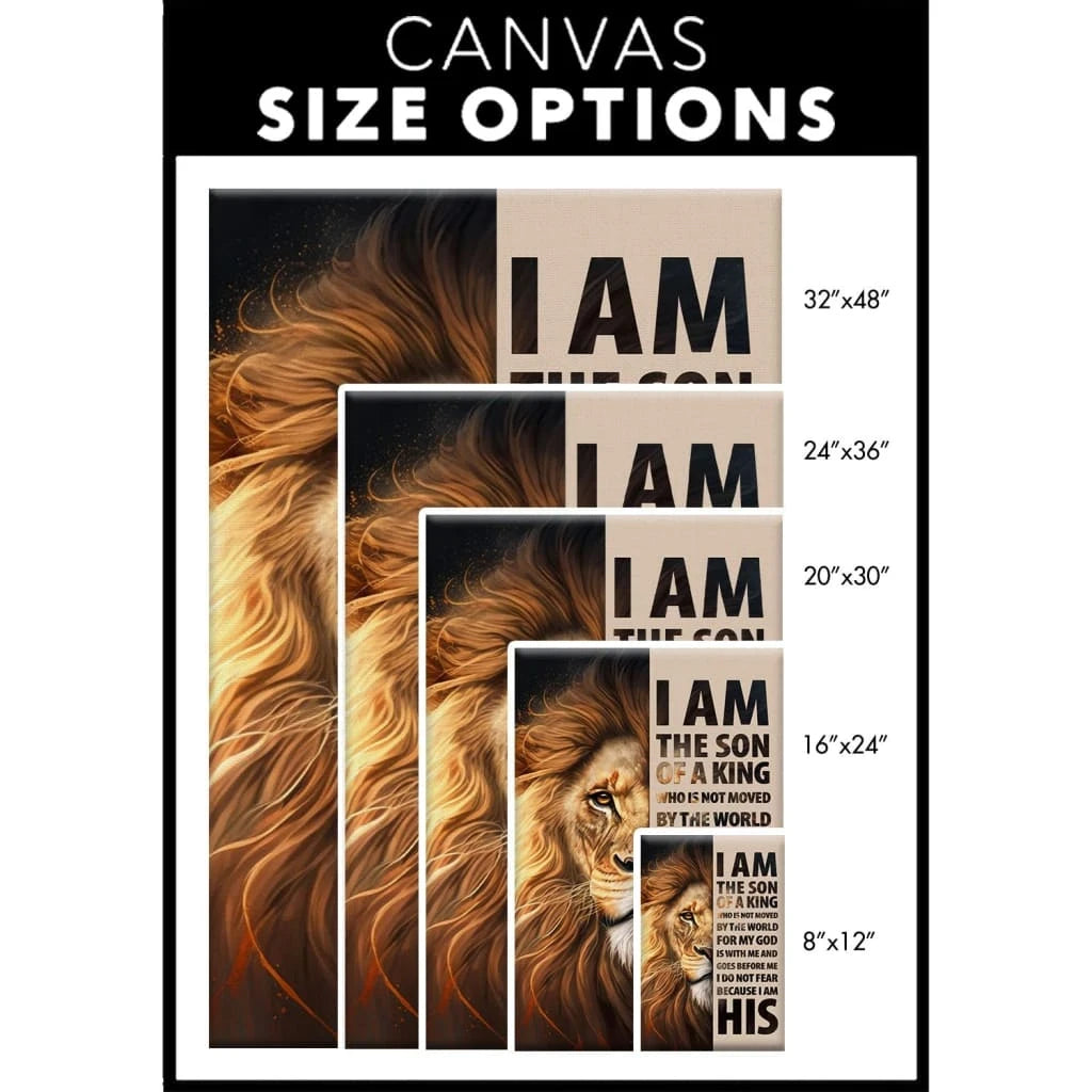 lion of judah canvas i am the son of a king christian wall art decor (view 2)