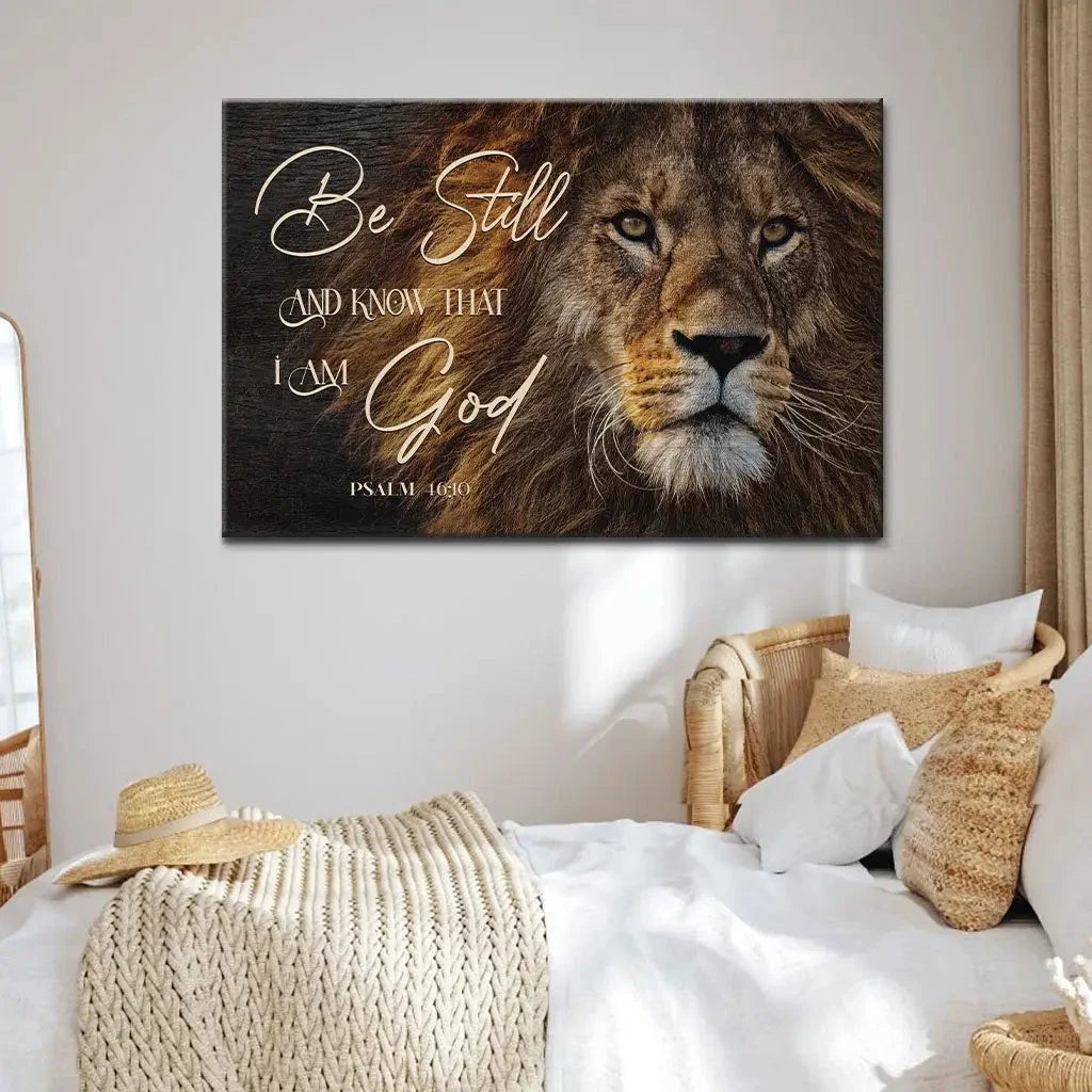 be still and know that i am god lion of judah christian wall art canvas (Landscape) (view 4)