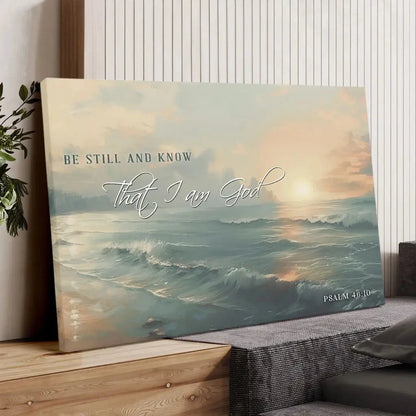 be still and know seascape psalm 46 10 wall art canvas print (Landscape) (view 6)