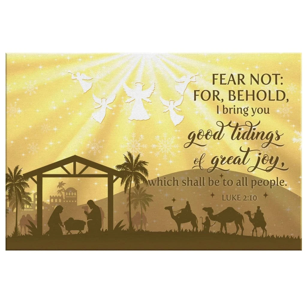 good tidings of great joy christmas nativity scene wall art canvas (Landscape) (view 2)