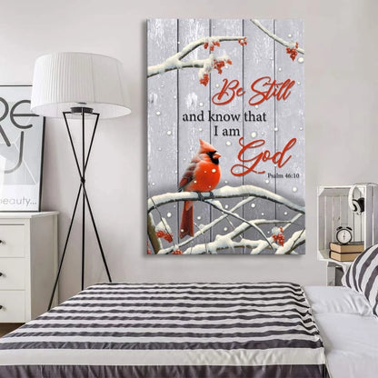 be still and know psalm 46 10 cardinal christmas wall art canvas (view 2)
