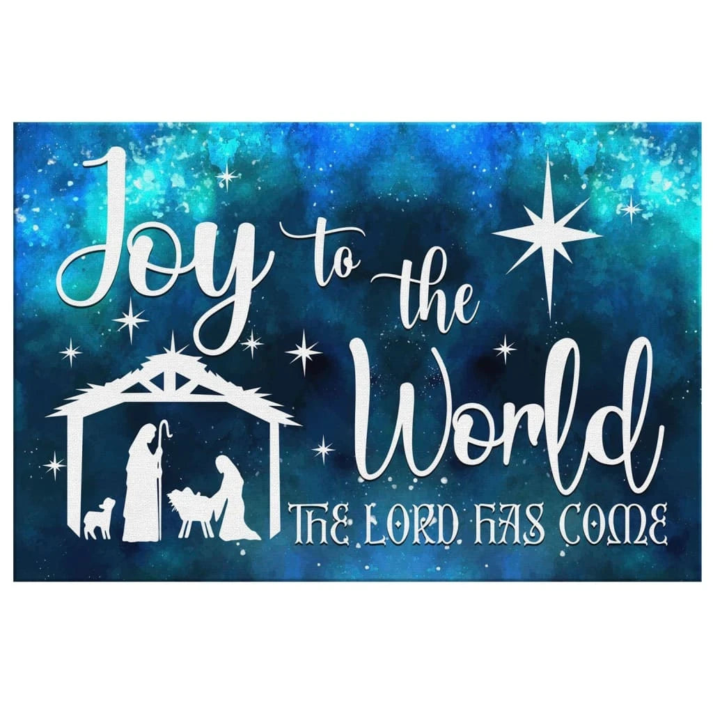 joy to the world the lord has come nativity scene christmas wall art canvas print (Landscape) (view 3)