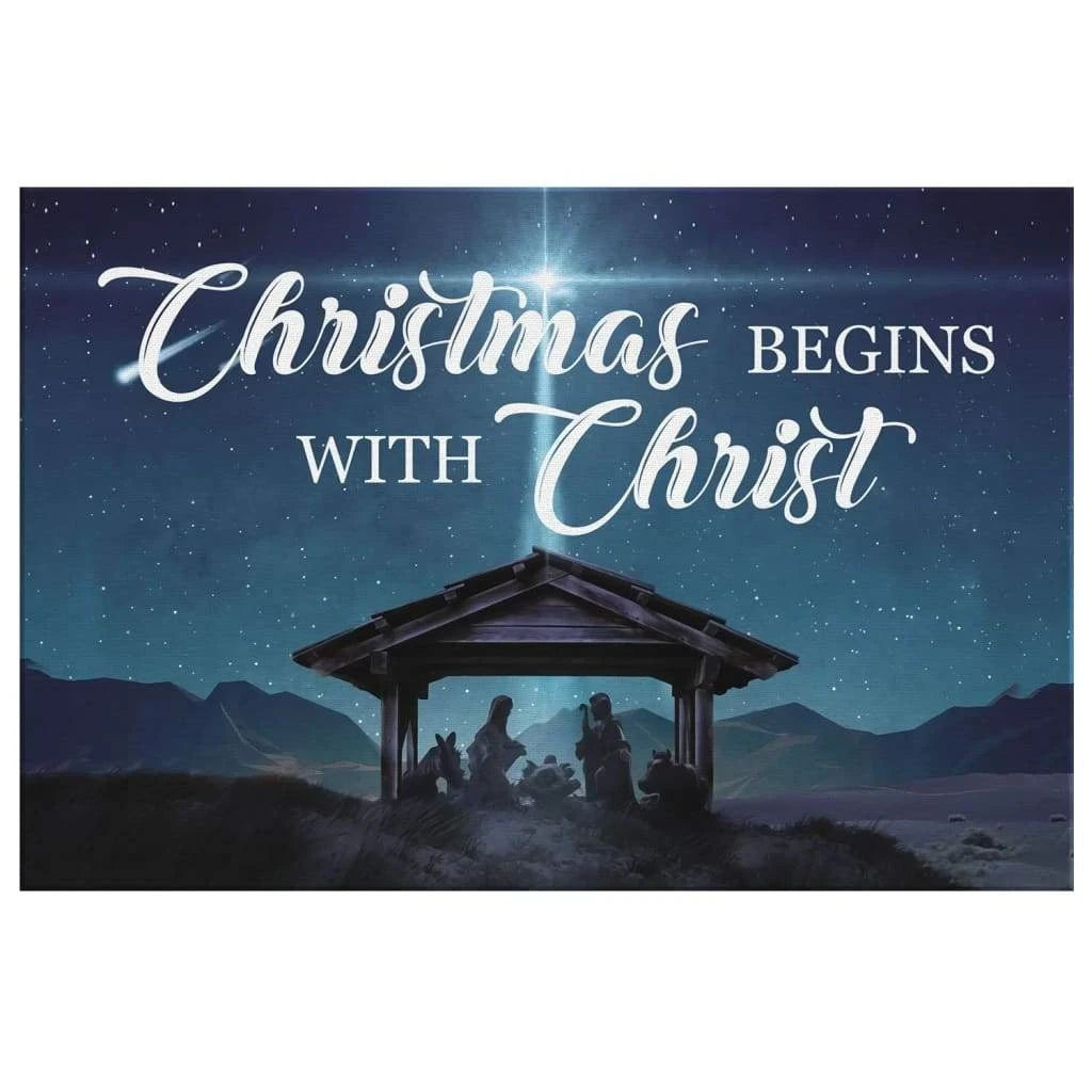 christmas begins with christ wall art canvas christian christmas gifts (Landscape) (view 2)