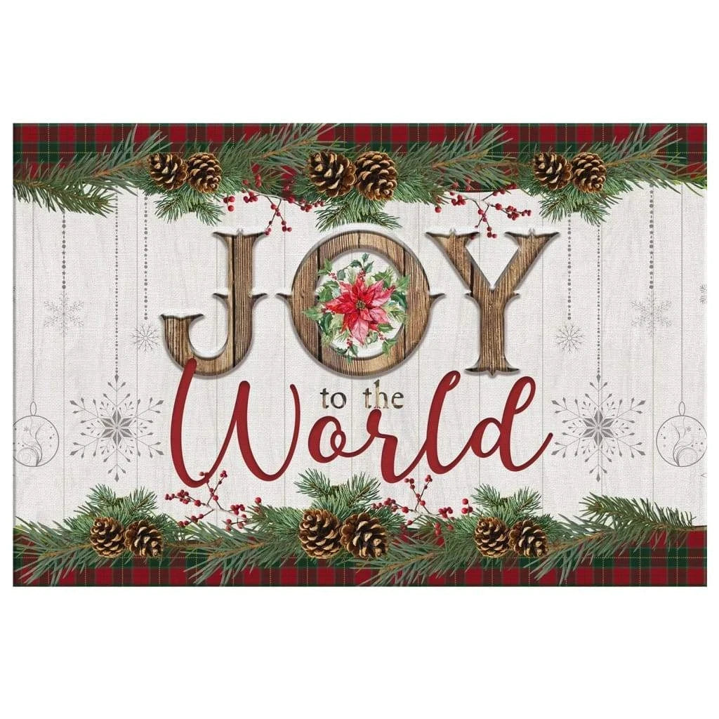 christmas wall art joy to the world canvas print (Landscape) (view 3)