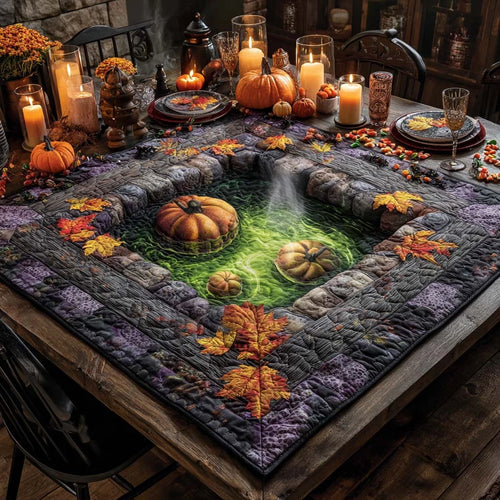 Green Mist Pumpkin Well Quilted Table Topper
