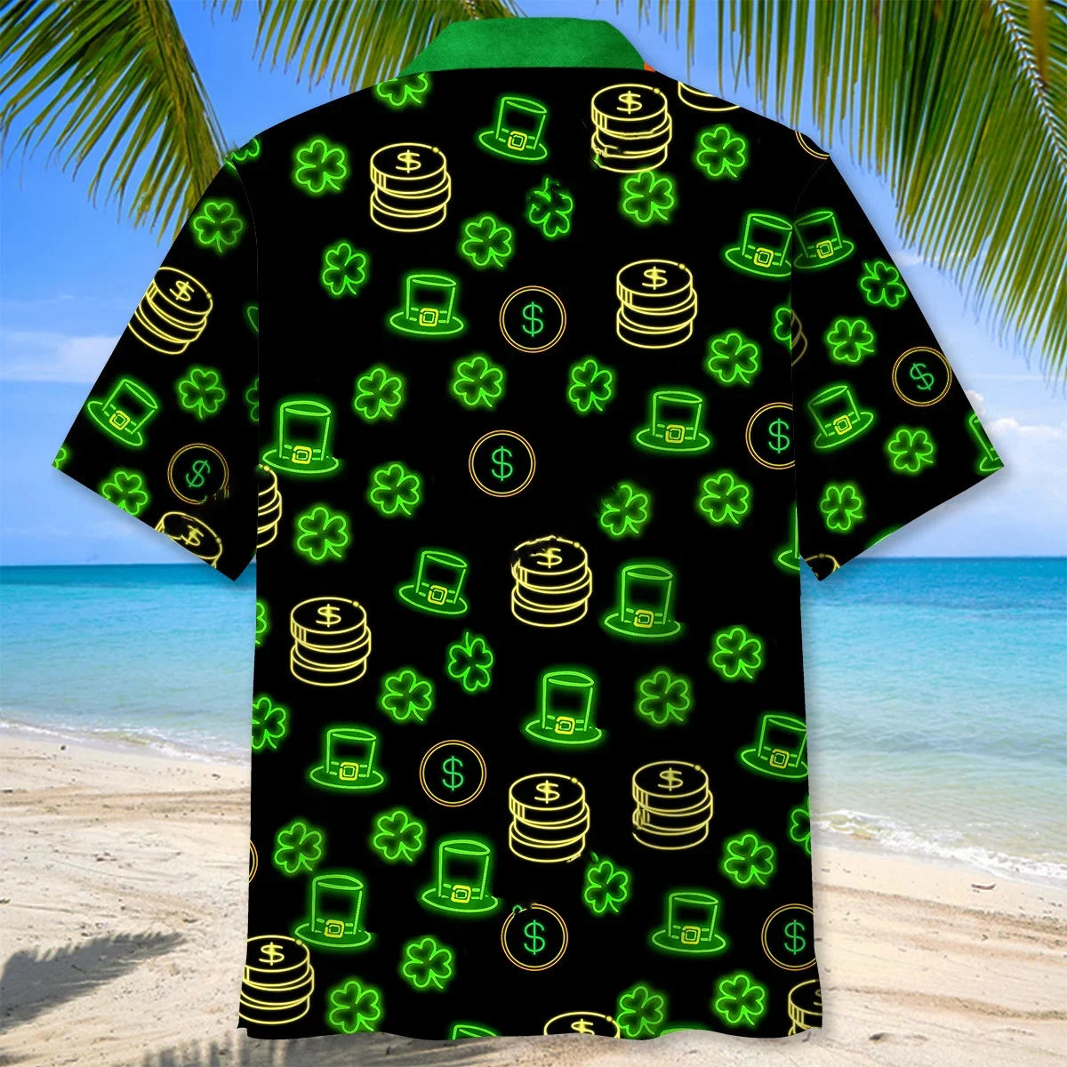 Green Neon Irish St Patrick Day Hawaiian Shirt