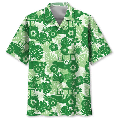 Green Tractor Hawaiian Shirt