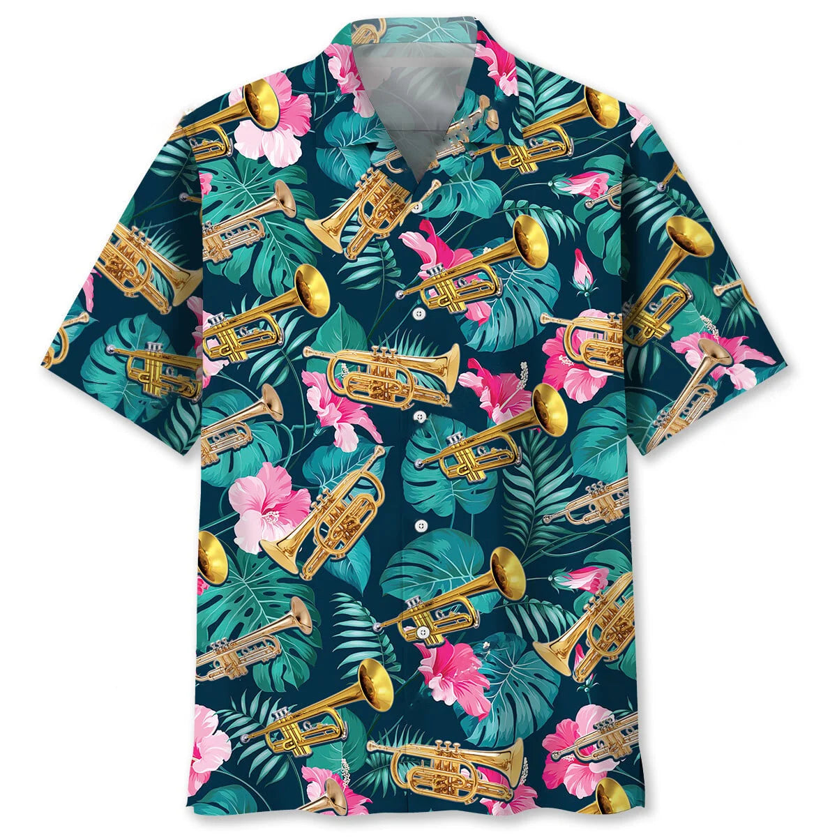 Green Tropical Trumpet Hawaiian Shirt