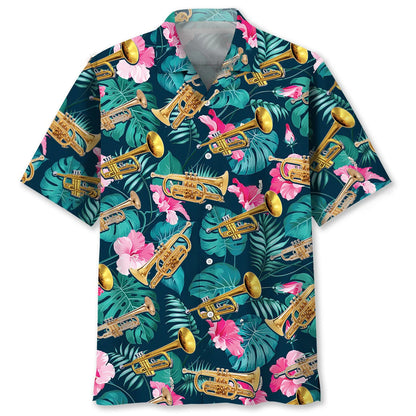 Green Tropical Trumpet Hawaiian Shirt