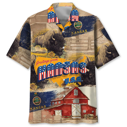 Greeting From Kansas Usa Hawaiian Shirt