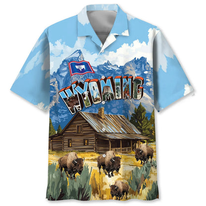Greeting From Wyoming Hawaiian Shirt