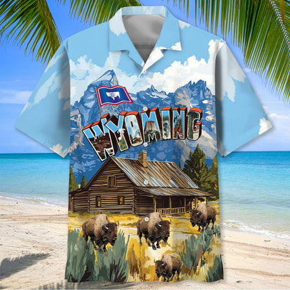 Greeting From Wyoming Hawaiian Shirt