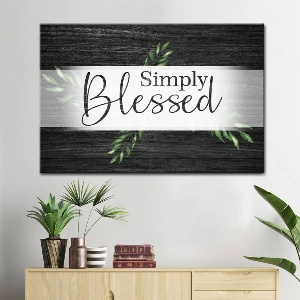 simply blessed wall art canvas christian wall decor christian gifts (Landscape) (view 3)