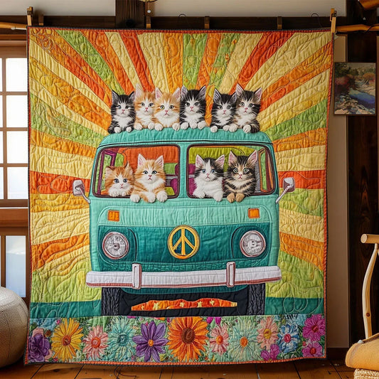 Groovy Van Cat Quilt Blanket
