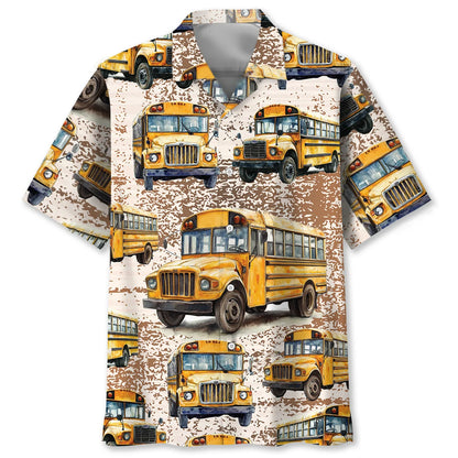 Grunge Retro School Bus Hawaiian Shirt