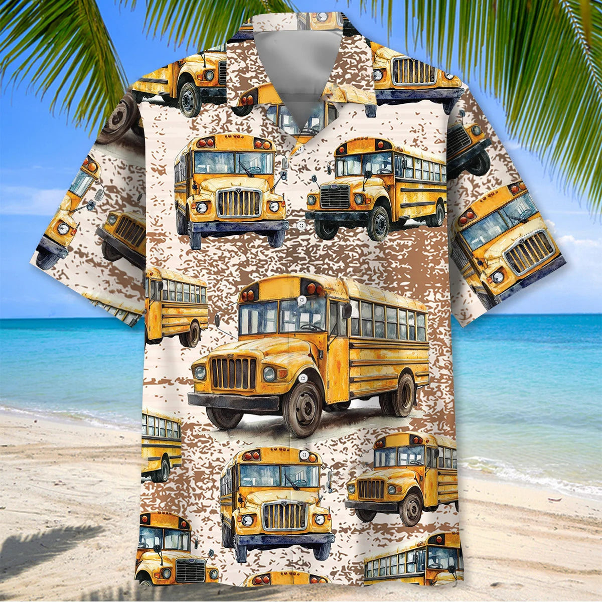 Grunge Retro School Bus Hawaiian Shirt