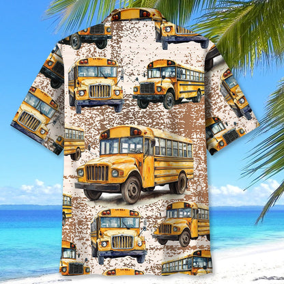 Grunge Retro School Bus Hawaiian Shirt