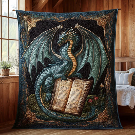 Guardian Dragon Book Quilt Blanket