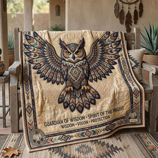 Guardian Owl Spirit Quilt Blanket