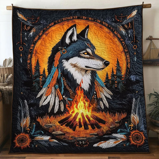Guardian Wolf Quilt Blanket