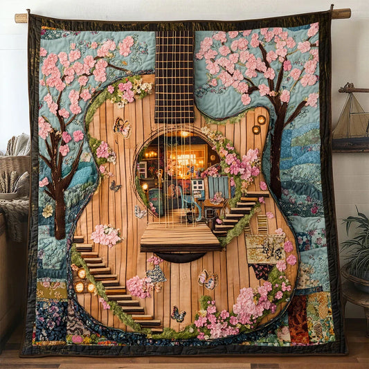 Guitar Dream Dwelling Quilt Blanket