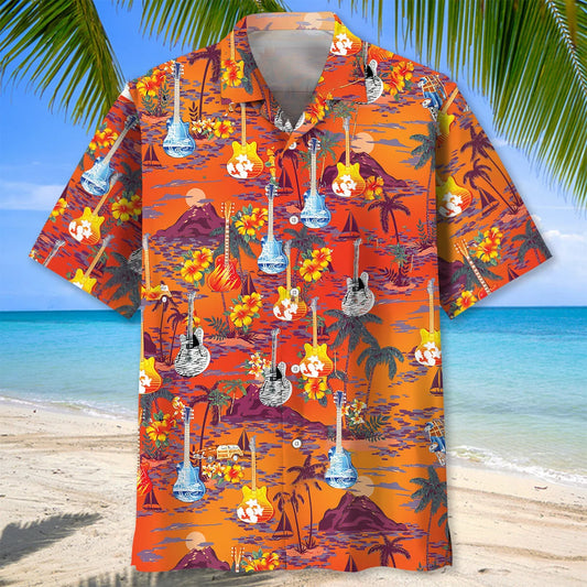 Guitar Beach Hawaiian Shirt - S - hawaiian shirt